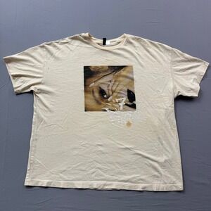Ariana Grande 7 Rings H&M Divided Graphic T-Shirt Cream Mens Large Oversized Tee